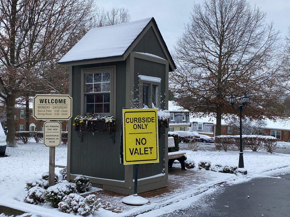 The valet station Tuesday, Dec. 1 at Merrick Inn, which was used for curbside pick during the coronavirus pandemic. The long-standing Lexington restaurant announced it would shutdown until spring or until we receive some kind of relief from Governor Beshear’s mandates because of the pandemic.