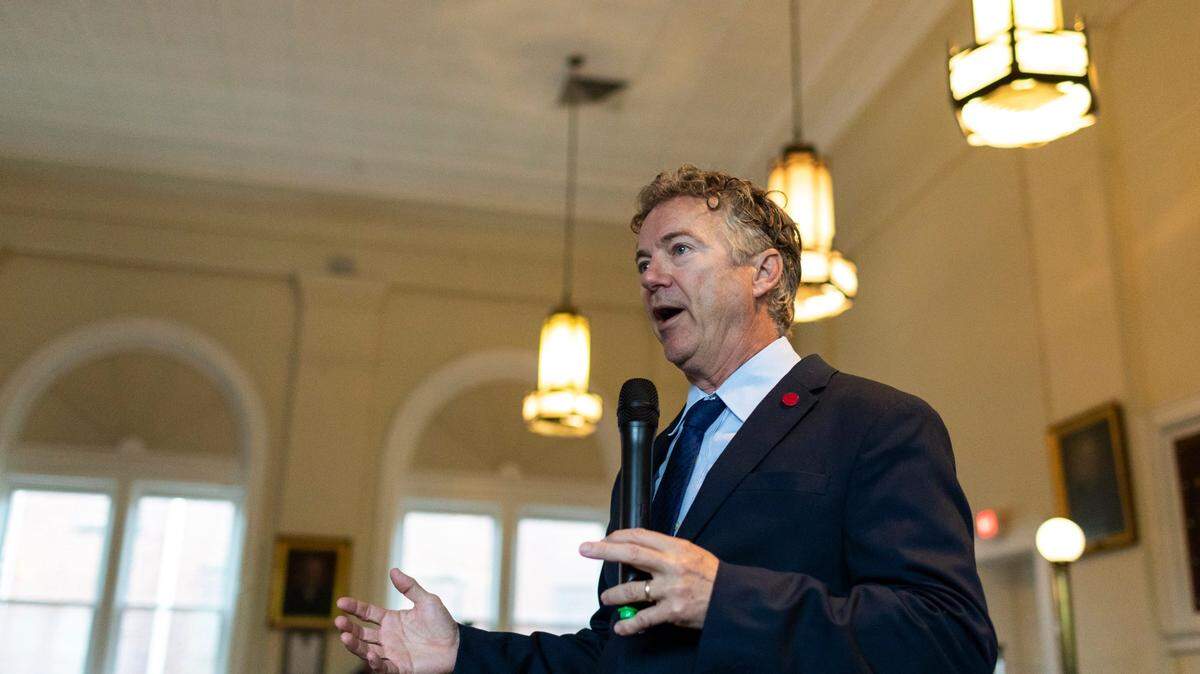 Sen. Rand Paul speaks and answers questions from the public during an event at the Lincoln County Judicial Center in Stanford, Ky., Wednesday, May 5, 2021. Sen. Paul has confirmed that he is running for re-election. 