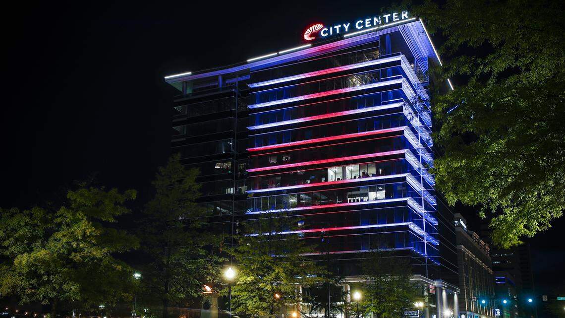 Watch a downtown high-rise, with help from Tom Petty, pay tribute to healthcare workers