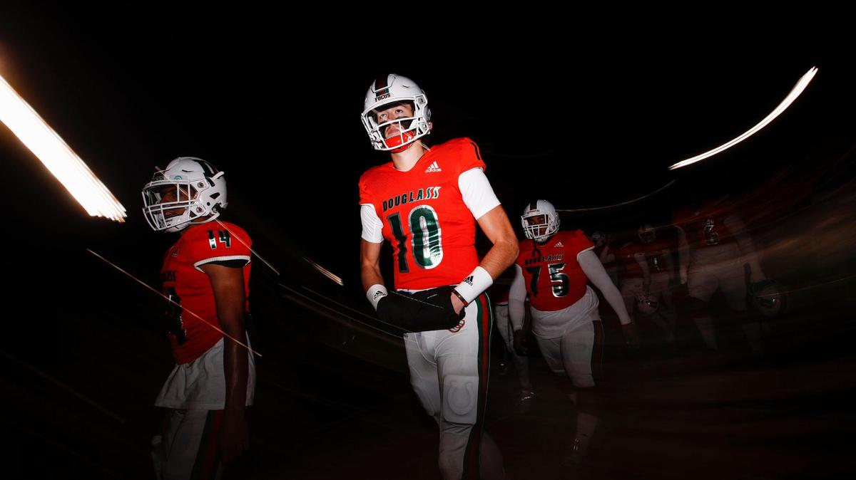Quarterback Samuel Cornett (10) leads Frederick Douglass against Owensboro on Friday night with a spot in next week’s Class 5A state championship game on the line.
