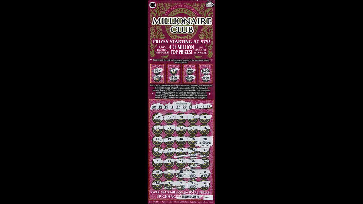 An anonymous man from Florence, Ky., recently collected $710,000 after taxes from a $1 million win on this Millionaire Club scratch-off Kentucky Lottery ticket.