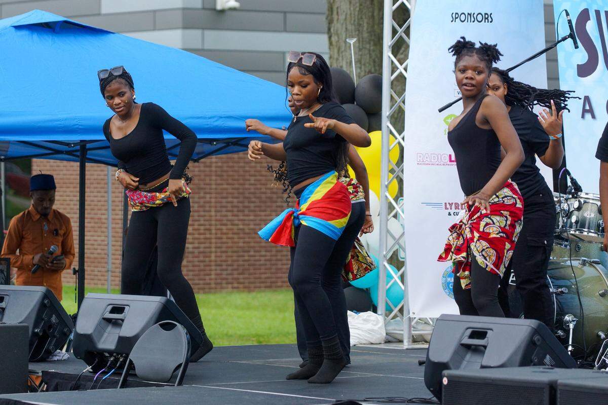 Performers dancing on stage at Swahili Day 2024 on June 1. It was the third year that the Marafiki Center put on the event.