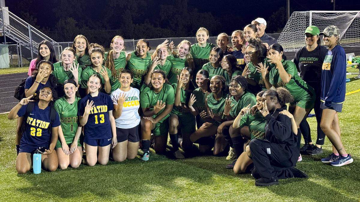 Bryan Station’s girls soccer team posed for a team celebration photo after their 4-0 win over East Jessamine at Bryan Staton High School on Wednesday.