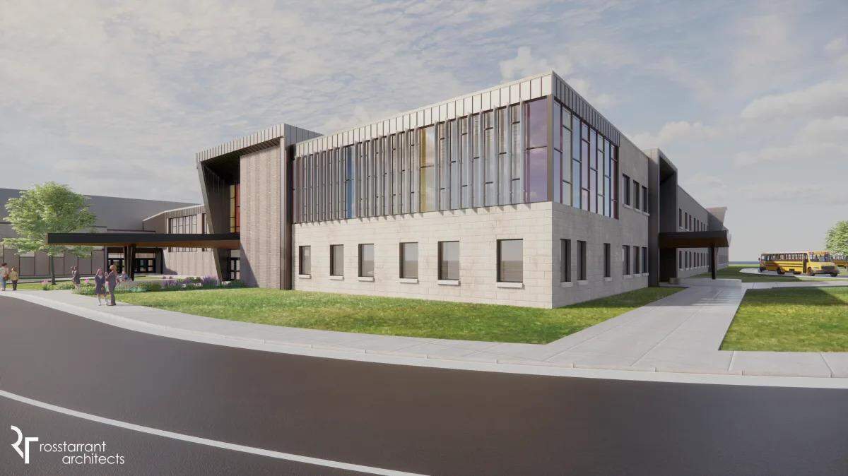 Renderings for a new school off Versailles Road that’s been proposed as a site that could house two STEM academies that are now separated by gender.