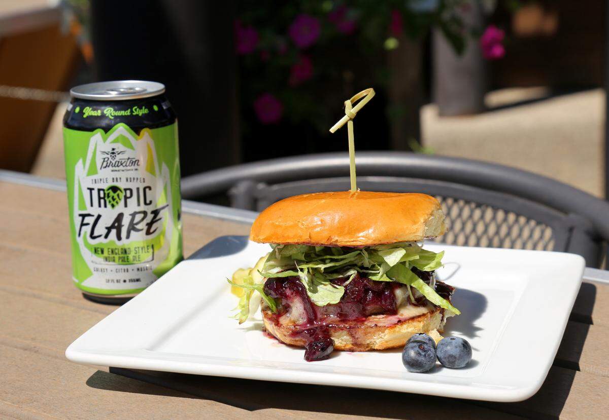 BRU Burger is offering the Big Blue Burger, with habanero blueberry bacon relish, for Lexington Burger Week.