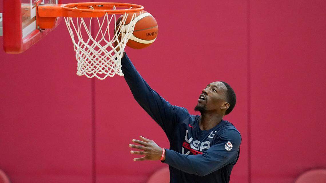 Former Kentucky star Bam Adebayo, now with the Miami Heat, took part in USA Basketball’s training camp Tuesday ahead of the Tokyo Olympics.
