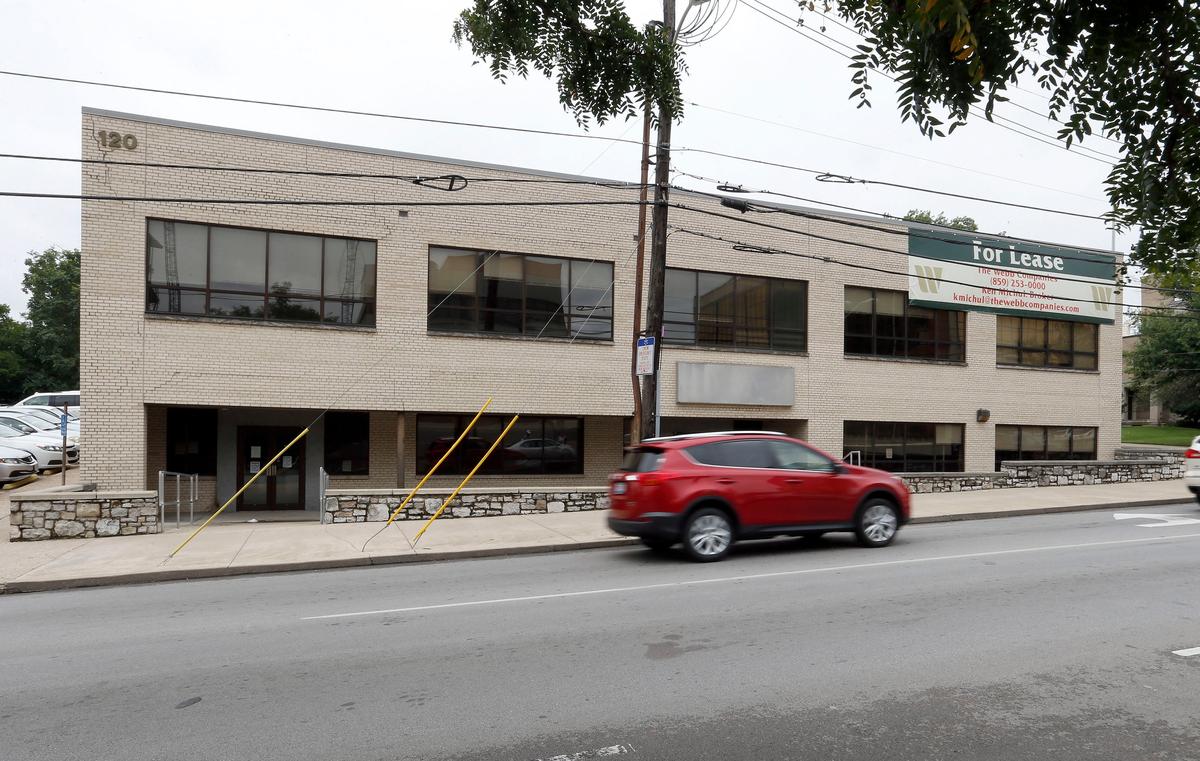 The former employment office at 120 W. High and South Upper streets. The Webb Companies want to tear down the two-story building and build a four-story condo building. The Historic South Hill Neighborhood opposes the project. The Board of Architectural Review will hear the Webb Companies’ request at its meeting on Wednesday.