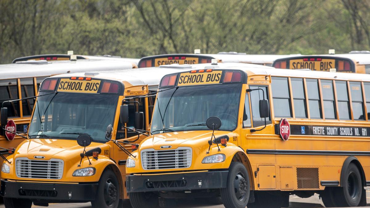 Bus were parked this week at a Fayette Public Schools garage at 780 Miles Point Way in Lexington.