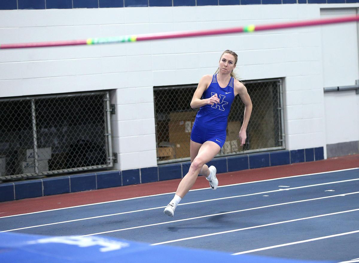 Kentucky’s Ellen Ekholm had her eye on the bar as she approached the high jump at UK on Saturday.