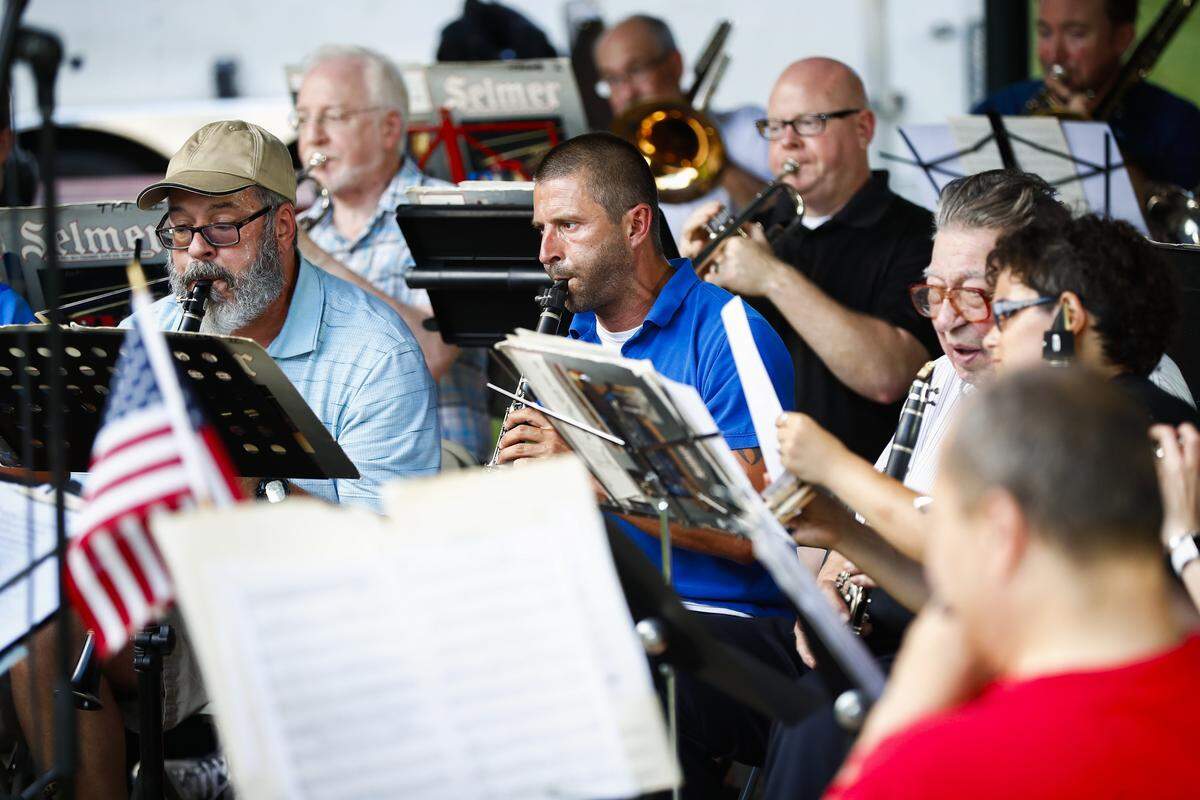 The Lexington Concert Band performs songs from movies such as Star Wars, Jurassic Park, Pirates of the Caribbean and patriotic songs during the Big Band & Jazz concert series at Ecton Park in Lexington, Ky., Tuesday, July 10, 2019. Big Band & Jazz will continue at Ecton Park every Tuesday evening at 7 p.m. until Aug. 27.