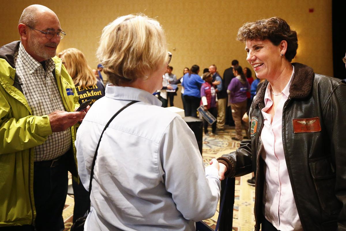 Democratic congressional candidate Amy McGrath met with  supporters during a rally Thursday at the Lexington Center.