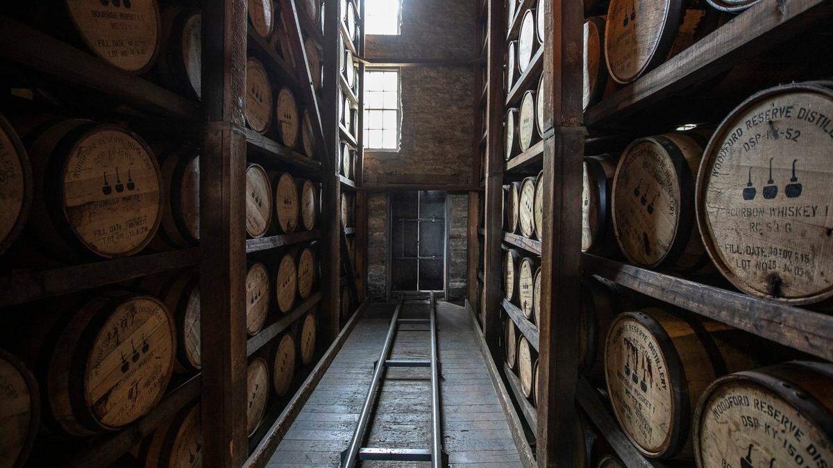 Bourbon barrels are photographed at Woodford Reserve on Wednesday, June 5, 2019.