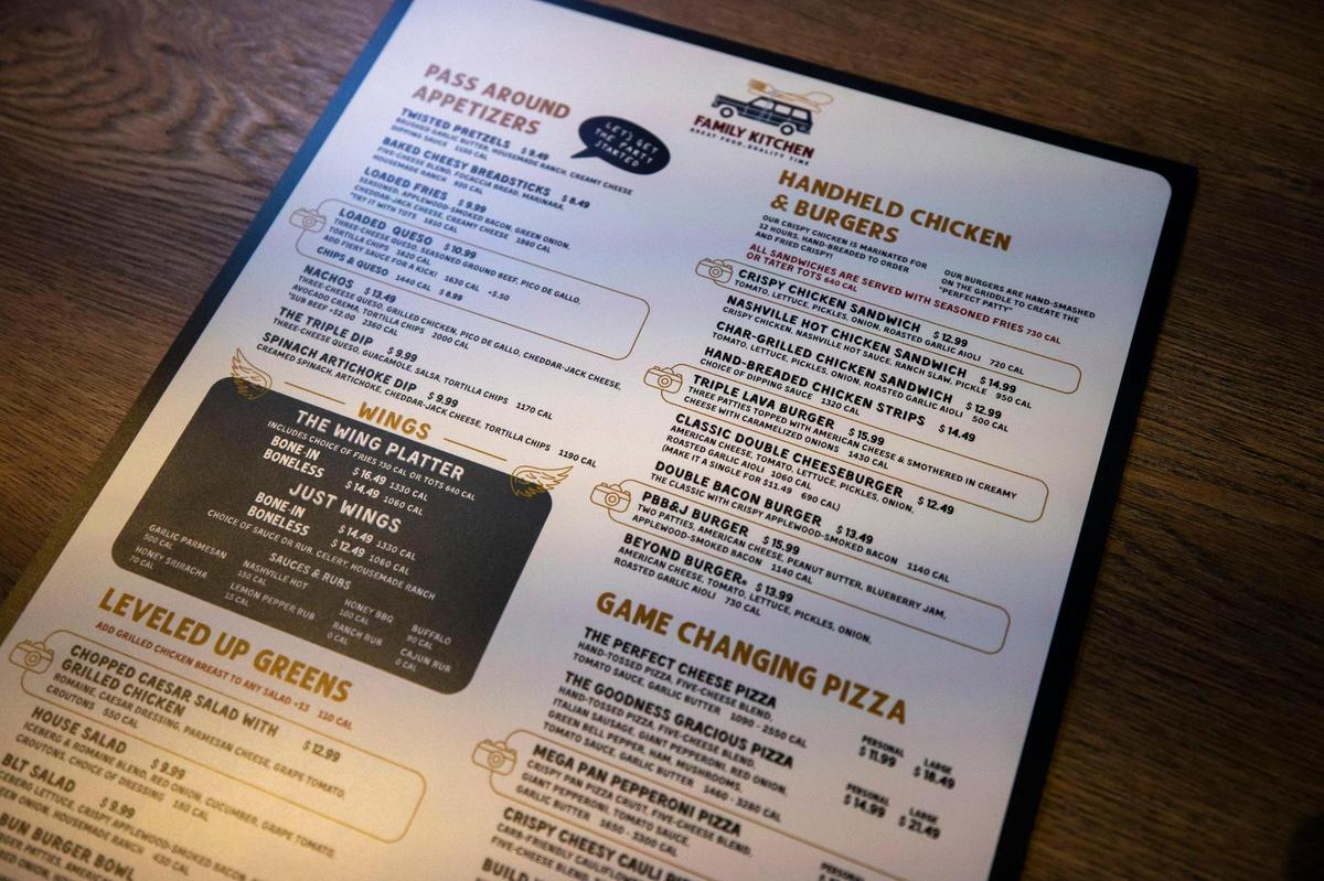 Some of the food and dining menu available at the Family Kitchen at Main Event.