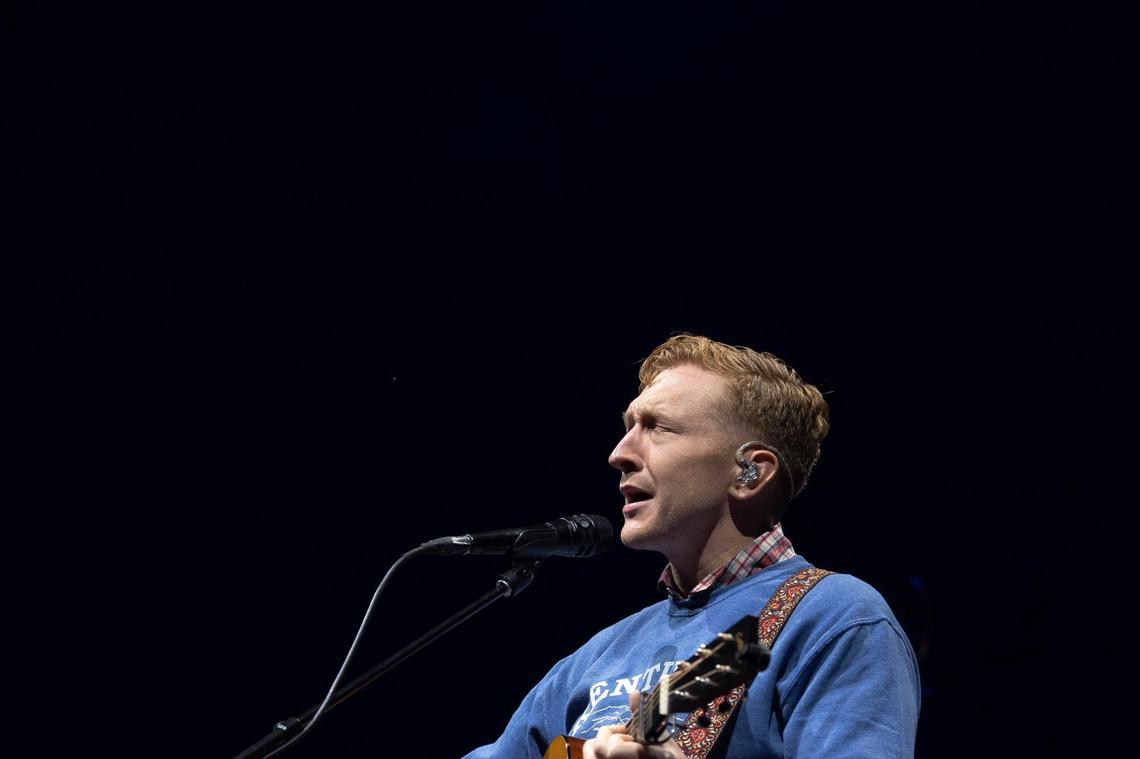 Tyler Childers performs at Kroger Field in Lexington, Ky., during his “On the Road” tour on Saturday, April 19, 2025.