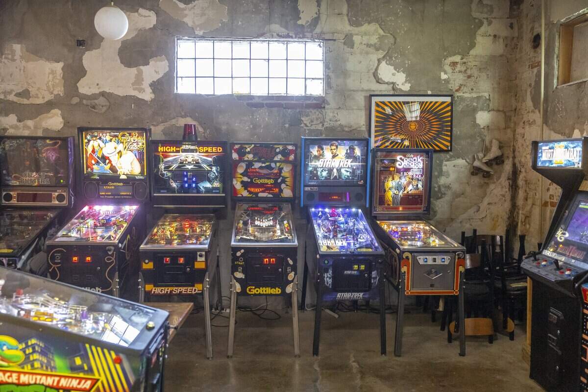 Makers Mill in Somerset, Ky., offers vintage pinball machines.