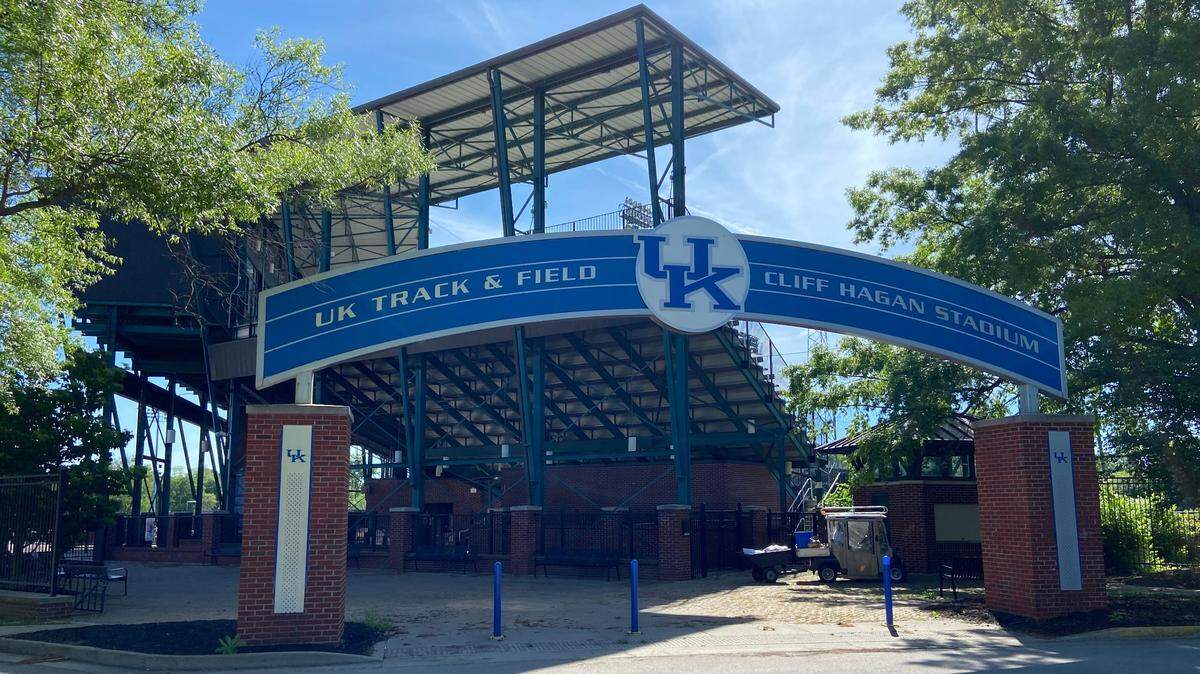 The entrance to Cliff Hagan Stadium, Kentucky’s former baseball stadium, is shown. The Wildcats won 733 games at The Cliff from 1969 through the 2018 season.