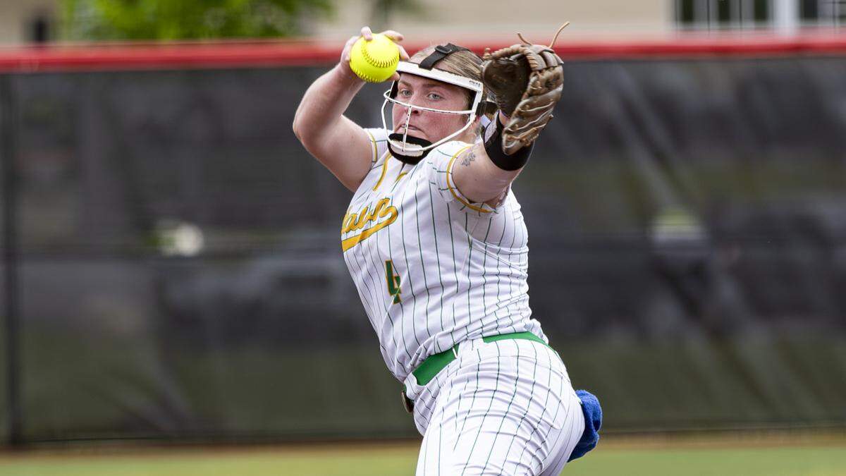 Bryan Station’s Karsyn Rockvoan pitches against Tates Creek during the 11th Region Softball Tournament on Monday at George Rogers Clark High School in Winchester.