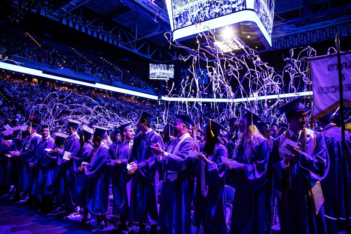 Collage of Arts & Science celebrating during the 2PM UK graduation ceremony at Central Bank Center on May 9, 2025, in Lexington, Ky.