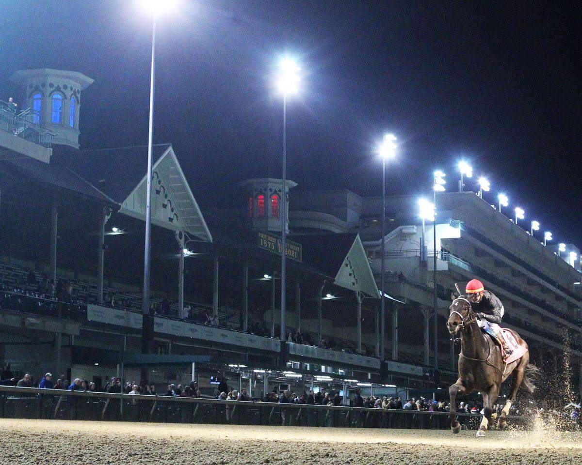 Smile Happy won the Kentucky Jockey Club Stakes at Churchill Downs on Nov. 27 and is back in Louisville on Saturday as a 20-1 shot racing from post position No. 5 for trainer Kenny McPeek.