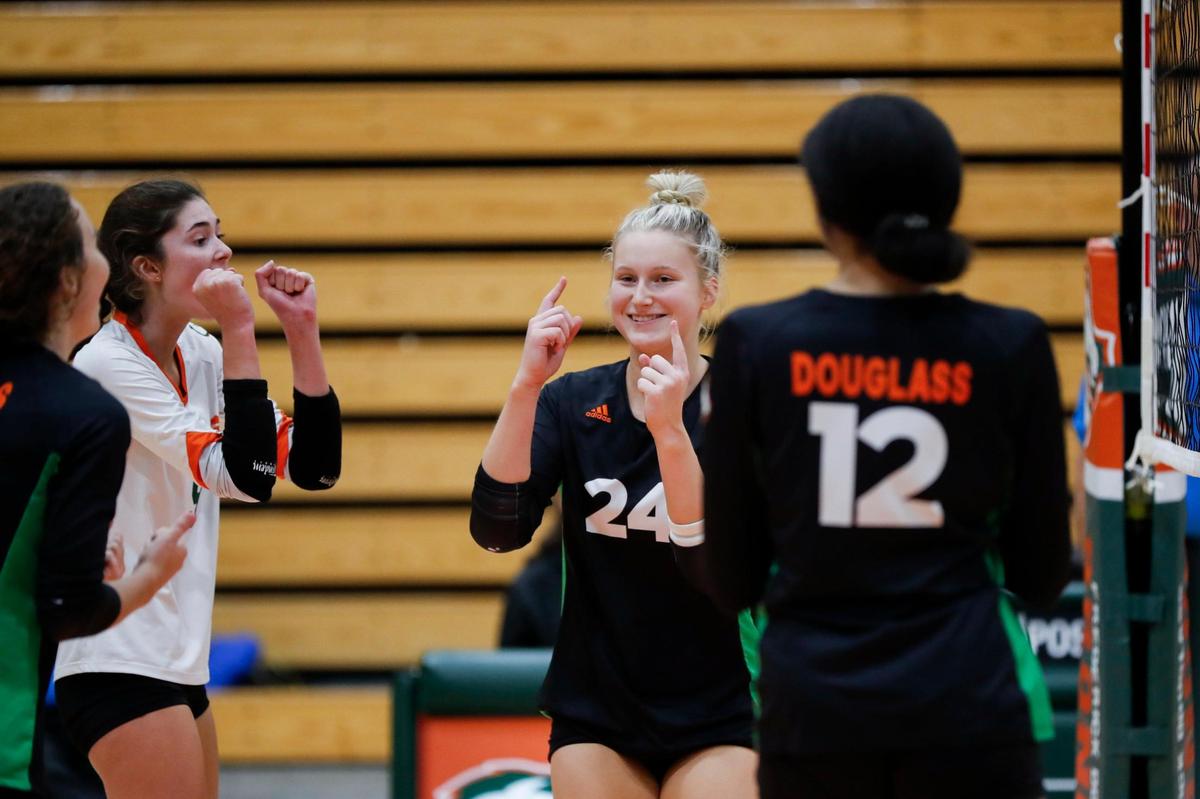 Frederick Douglass’ Addison Jarvis (24) celebrates scoring against Henry Clay during the 42rd District Tournament semifinals Wednesday.