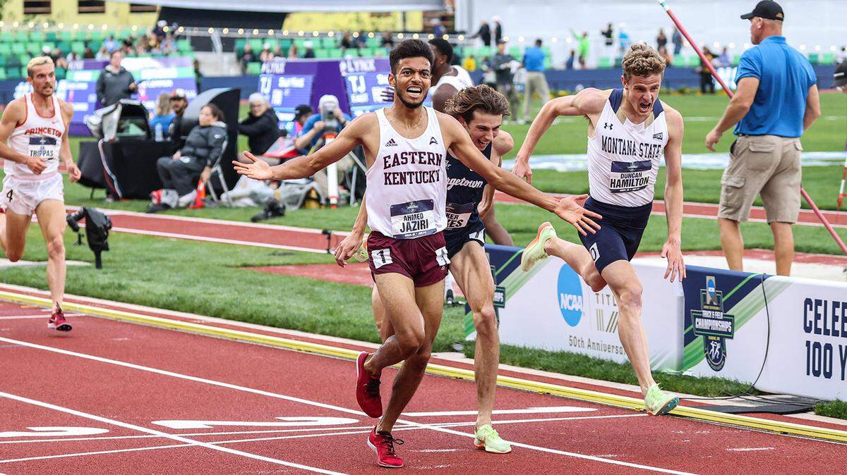 Eastern Kentucky’s Ahmed Jaziri won the steeplechase title in 8:18.70 on Friday at the NCAA outdoor championships in Eugene, Oregon.