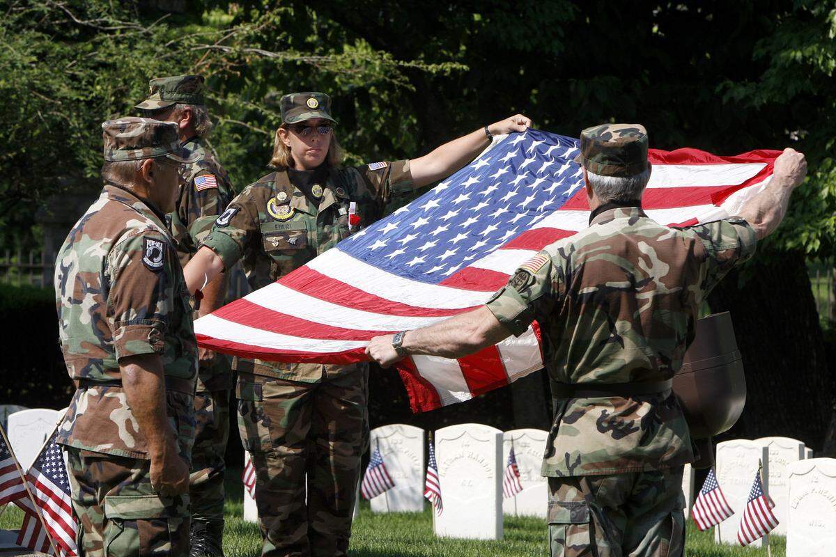 The colors will be presented by an honor guard during a Memorial Day observance at The Lexington National Cemetery on Monday.