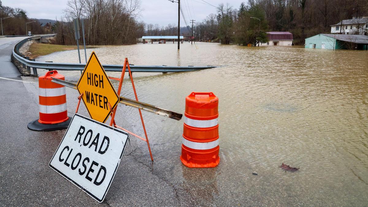 The intersection of West Main Street and Ky-52 was flooded in Beattyville, forcing West Main Street to be closed Sunday after severe rain hit the Eastern Kentucky town.