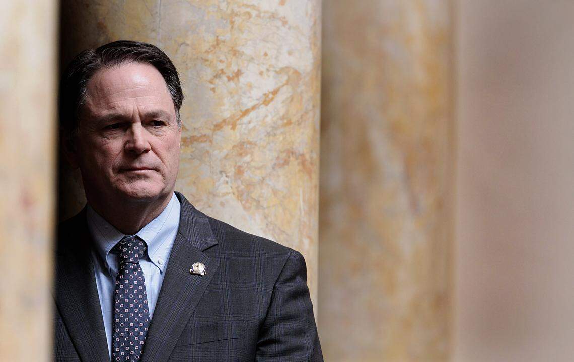 Sen. Jason Howell, R-Murray, watches the vote on his legislation – Senate Bill 28 – during the 2025 General Assembly.