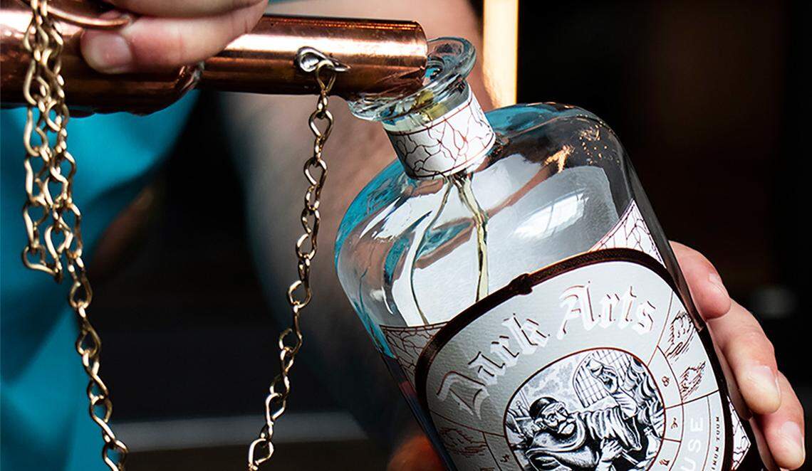 Dark Arts Whiskey lets visitors “thieve” whiskey from the barrel to sample.