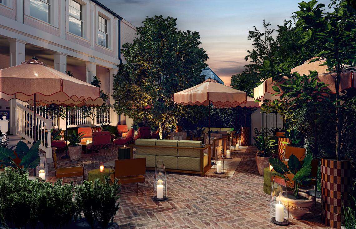 A rendering of the new Camel Club, a private dining and culture club opening on Main Street in Lexington’s Bell Court neighborhood.