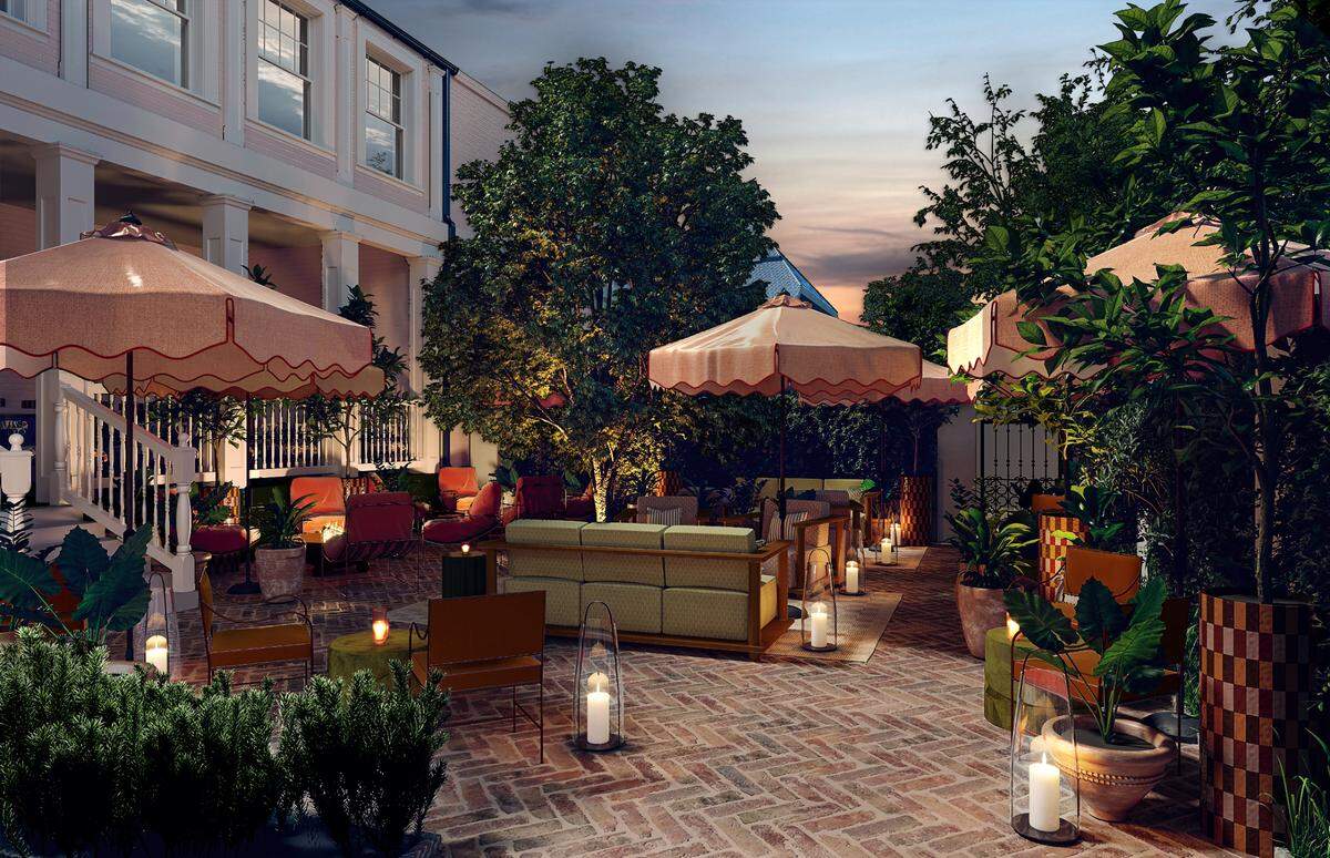 A rendering of the new Camel Club, a private dining and culture club opening on Main Street in Lexington’s Bell Court neighborhood.