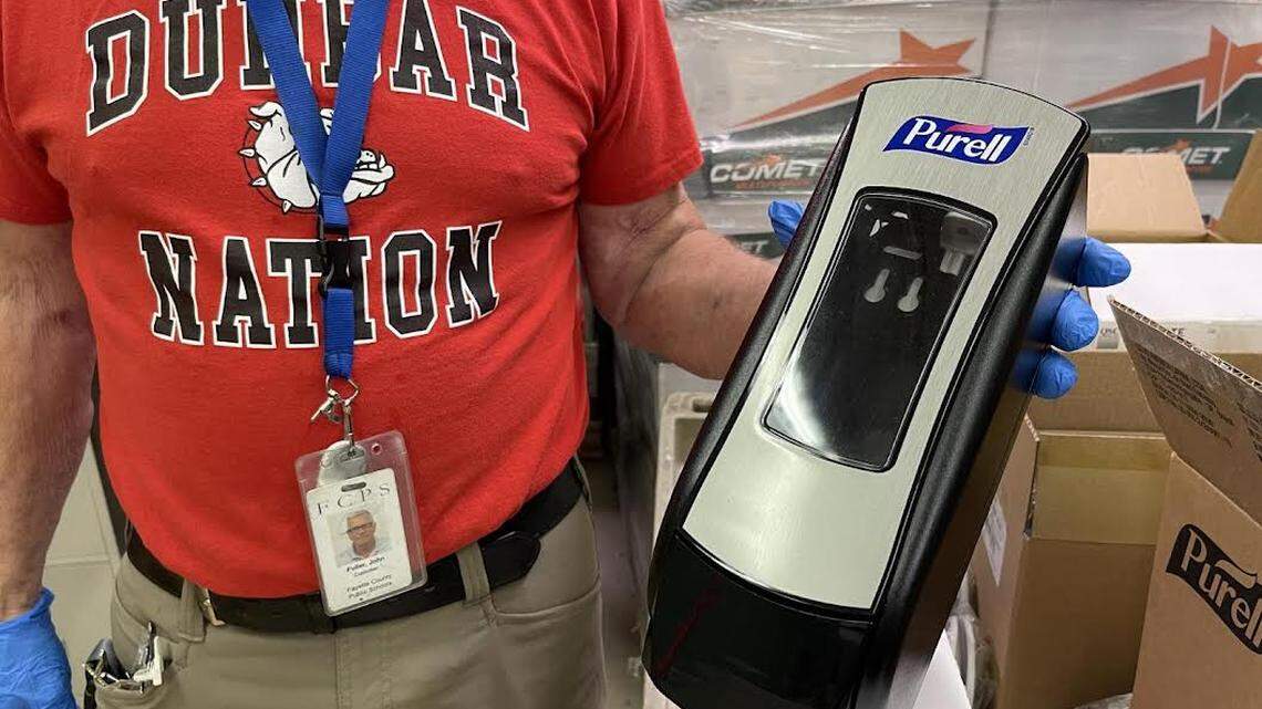 Dunbar custodians have been replacing broken and stolen soap dispensers Credit: Kate Patrick/ PLD Lamplighter