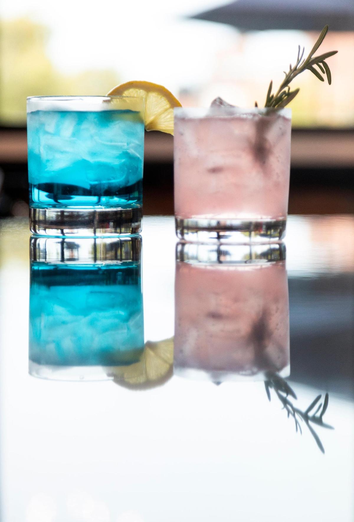 The Castle Rose and Paul Bunyan cocktails from Rickhouse Pub, which has a full bar, many options for beer and even a walk-up drink ordering window.