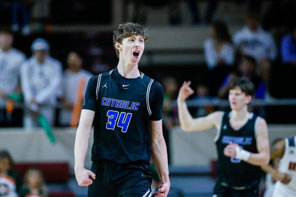 Former Lexington Catholic standout Reece Potter (34) announced Monday he will be transferring from Miami (Ohio) to play men’s basketball for the University of Kentucky. Potter will be the first recruited, scholarship player from the city of Lexington to play for UK in the 21st century.