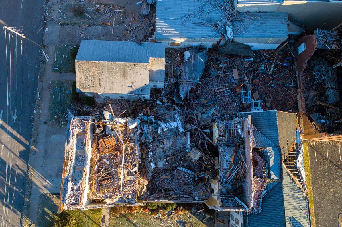 A drone picture of the First United Methodist Church on West Broadway, Dec. 12, 2021.