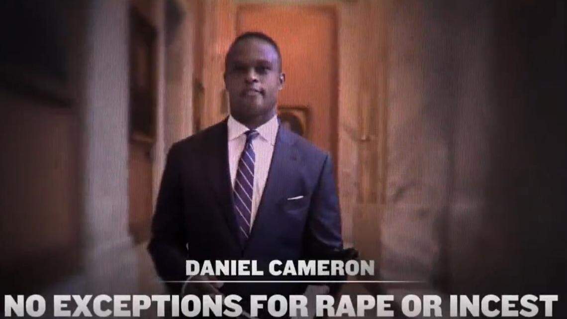 A screenshot of the Gov. Andy Beshear campaign’s recently released ad criticizing GOP gubernatorial nominee Daniel Cameron’s abortion stance