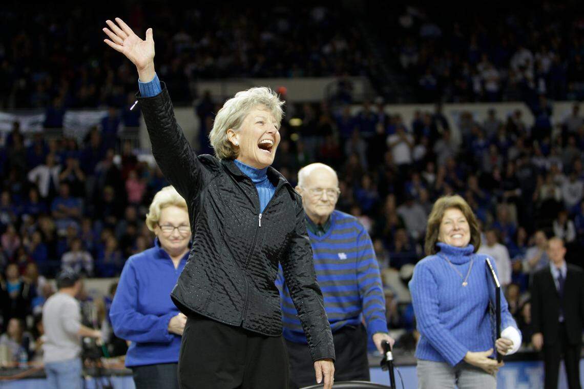 Former Kentucky women’s basketball player Ceal Barry, forefront, will have a plaza named after her by the University of Colorado. Barry coached Colorado women’s hoops to the NCAA Tournament round of eight three times.