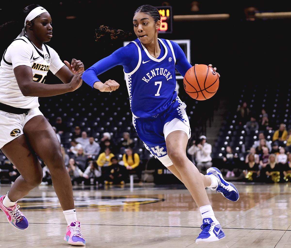 Teonni Key (7) finished Thursday night’s UK win with 13 points and five rebounds.