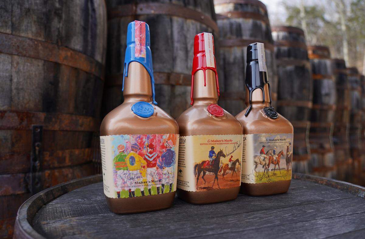 The 2022 Maker’s Mark collectible bottle will be available beginning April 8, the first day of the Keeneland Spring Meet, at Liquor Barn stores in Lexington. There will be no bottle signing event this year. The bottles will be pre-signed.