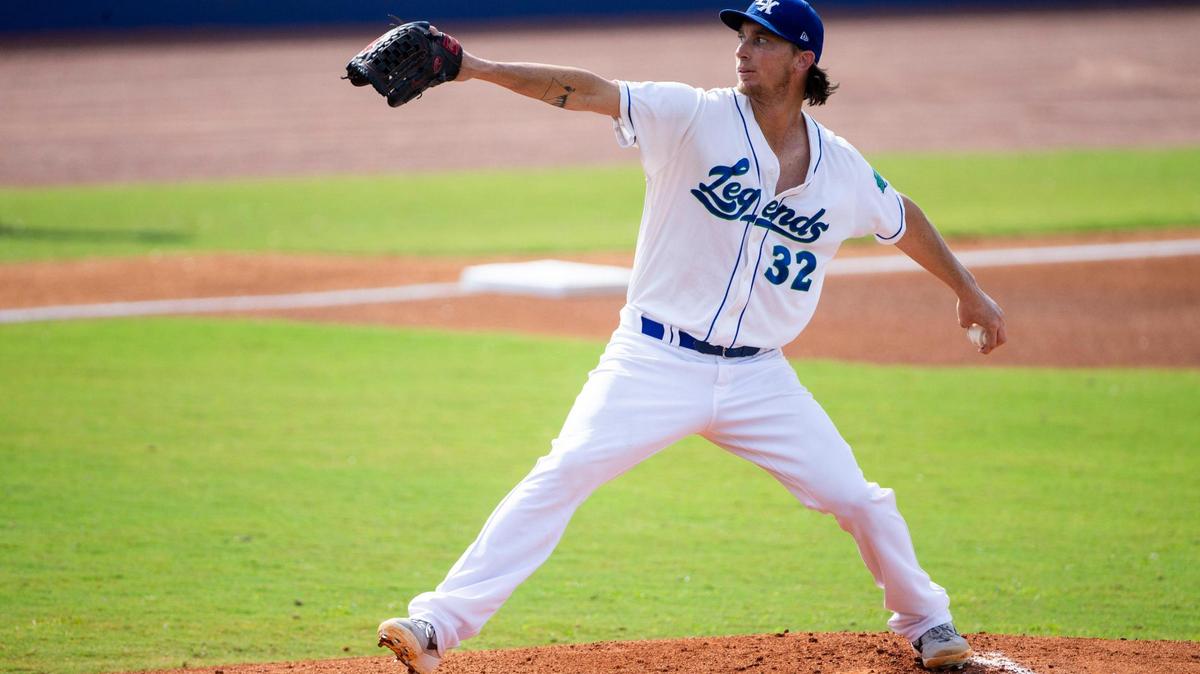 Henry Owens of the Lexington Legends pitches during a recent home game against the Lancaster Barnstormers. On Wednesday, the Legends began the second half of the 2021 Atlantic League season and started using an increased pitching distance.