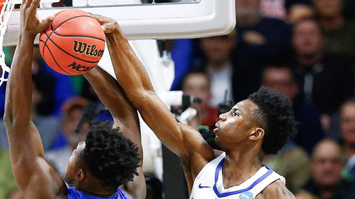Hamidou Diallo attempted to block a shot in Kentucky's NCAA Tournament game against Buffalo.