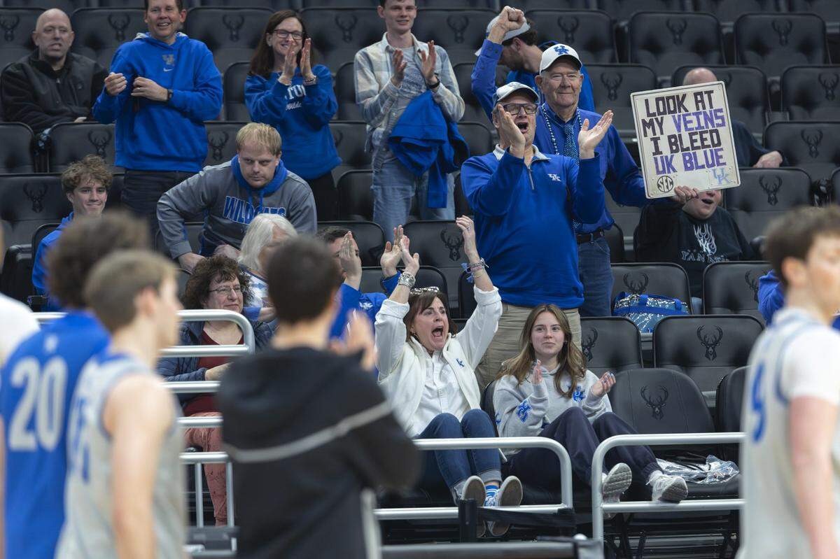 Kentucky fans made their voices heard during the Wildcats’ open practice at Fiserv Forum in Milwaukee on Thursday as UK prepared to take on Troy in its NCAA Tournament opener Friday night.