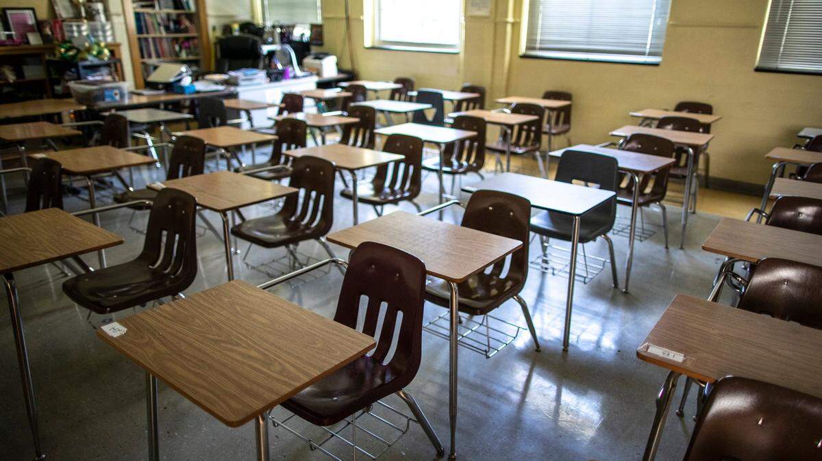 A seventh-grade math classroom at Morton Middle School in Lexington, Ky., on Monday, April 20, 2020.