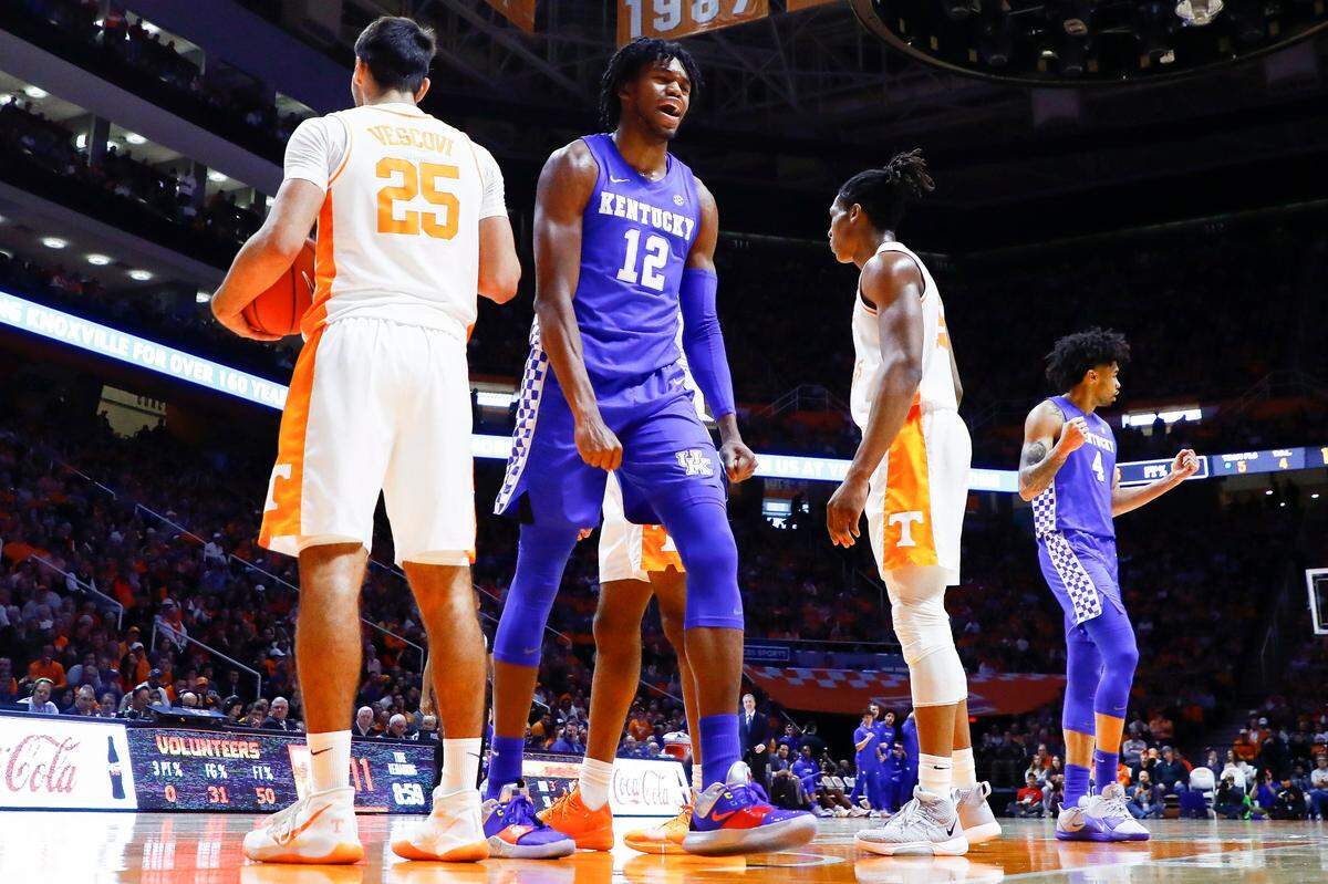 Kentucky forward Keion Brooks (12) had 10 points and 14 rebounds in UK’s 70-55 victory over Tennessee at Thompson-Boling Arena in 2020-21.