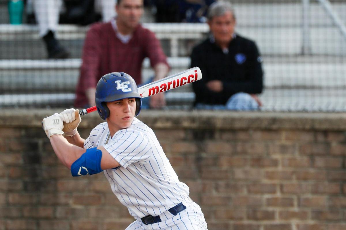 Lexington Catholic’s Owen Jenkins (2) waits in the batter’s box against Paul Laurence Dunbar during a game on April 18, 2023.