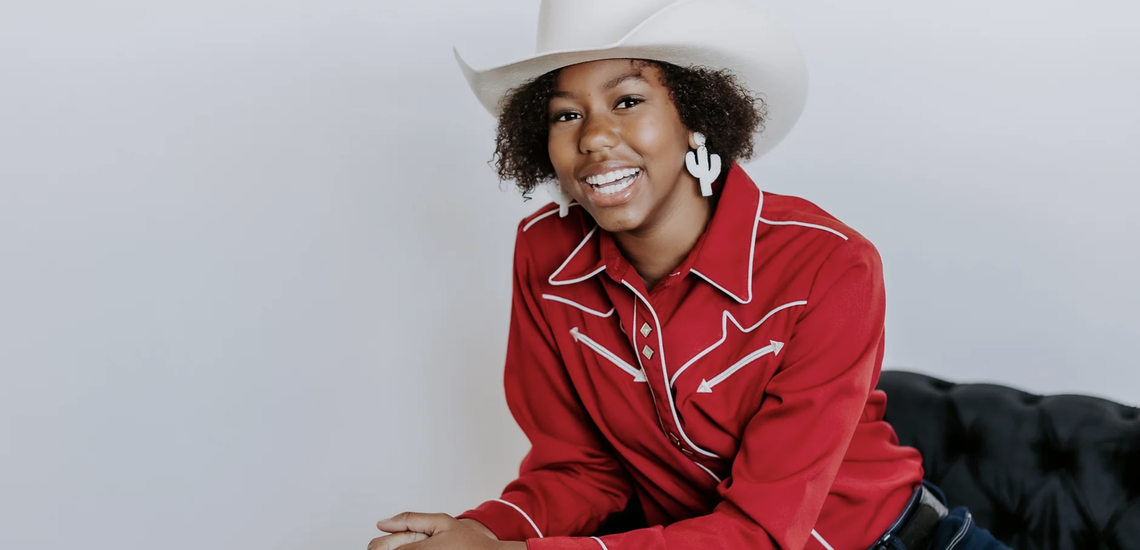 Phoebe White, 13, has sang with the western swing group Riders In The Sky.