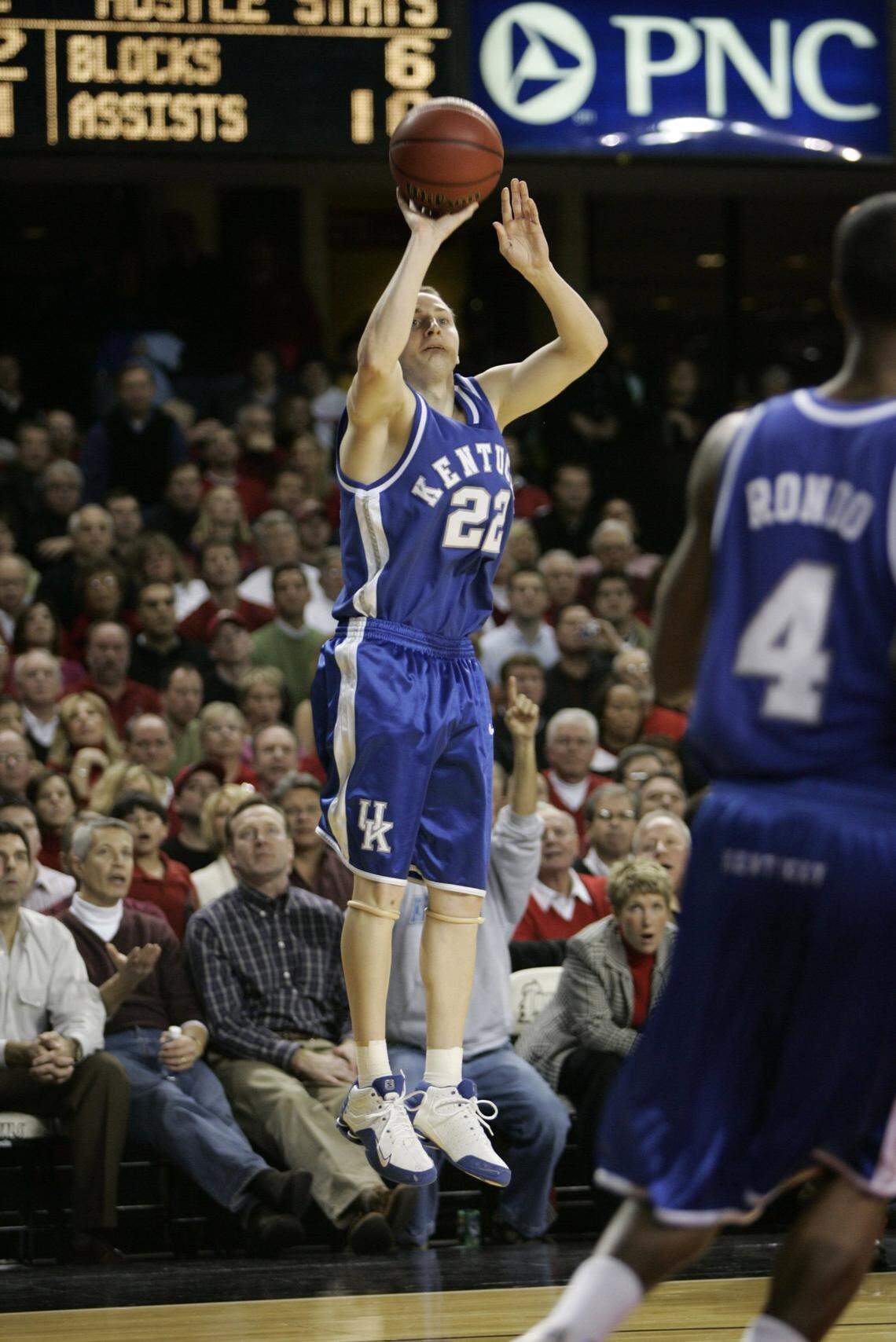 Patrick Sparks scored 15 of his 25 points in the final 7:28 of the game to rally Kentucky from 16 down at halftime to a 60-58 win over Louisville at Freedom Hall in 2004-05.
