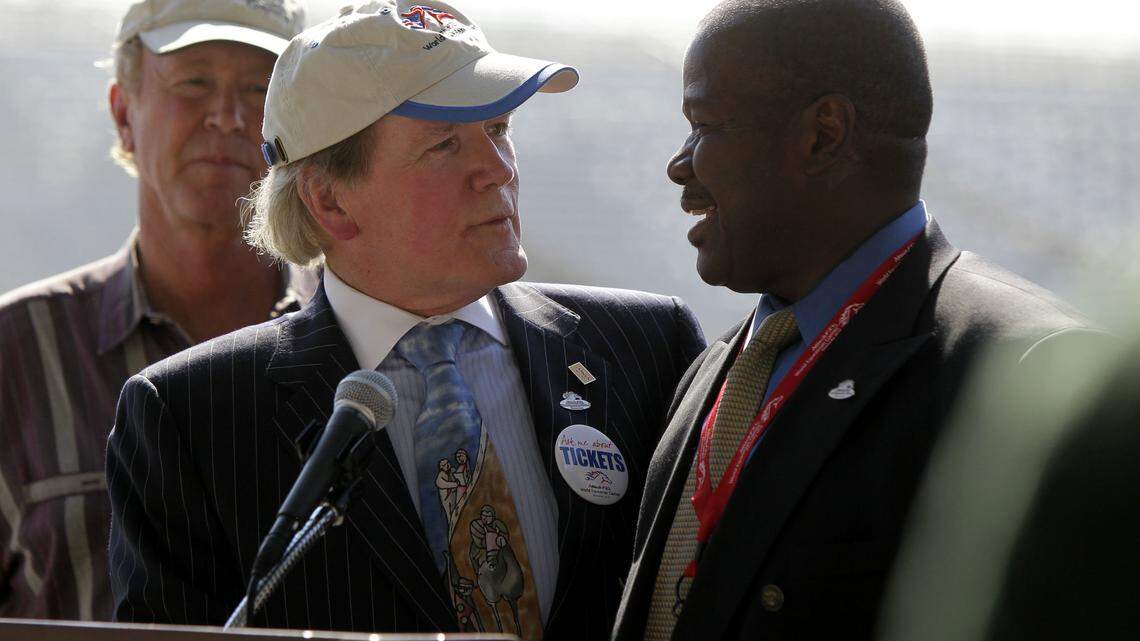 Alltech President Pearse Lyons, center, and executive producer Everett McCorvey, right, announced the opening ceremony lineup, which will include Muhammad Ali. Page A3