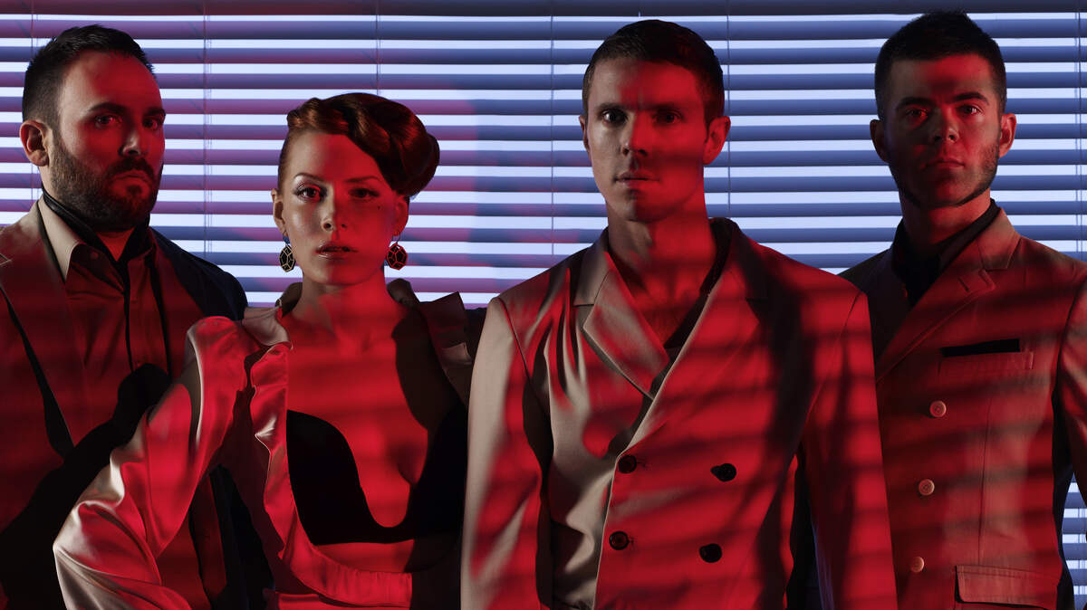 Scissor Sisters — Scott Hoffman, left, aka Babydaddy; vocalists Ana Matronic and Jake Shears; and lead guitarist Del Marquis — will open for Lady Gaga.