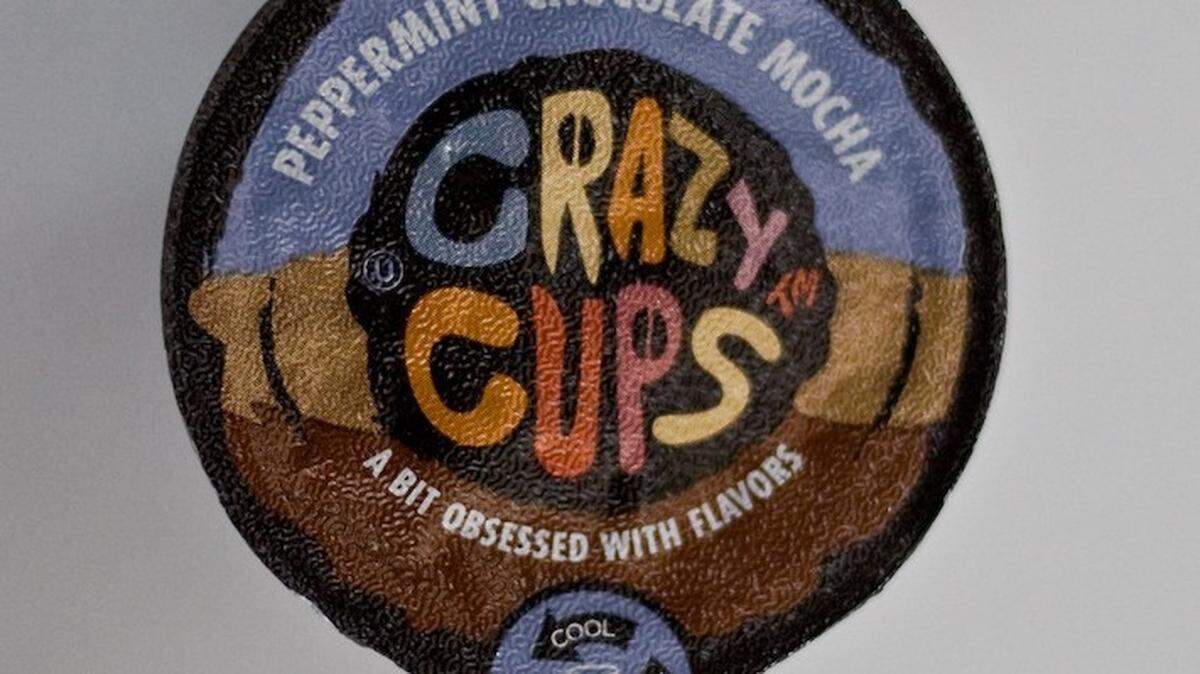 Crazy Cups is offering six flavors, including peppermint chocolate, in containers using cool-peel-recycle technology.  